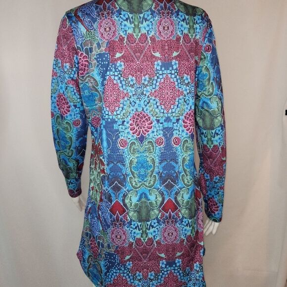 Misslook Blue Floral V-Neck Tunic Top - Picture 7 of 12
